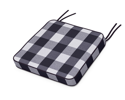POLYWOOD Chinoiserie Side Chair Seat Cushion in Buffalo Plaid Navy