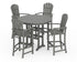 POLYWOOD Palm Coast 5-Piece Round Bar Set in Slate Grey
