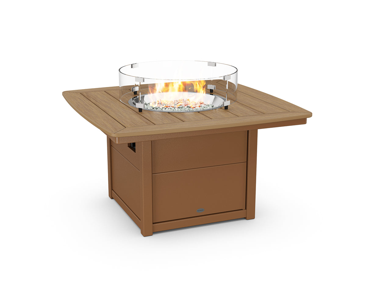 POLYWOOD Nautical 42" Fire Pit Table in Teak / Natural
