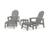 POLYWOOD 5-Piece Vineyard Grand Upright Adirondack Set with Ottomans and Side Table in Slate Grey