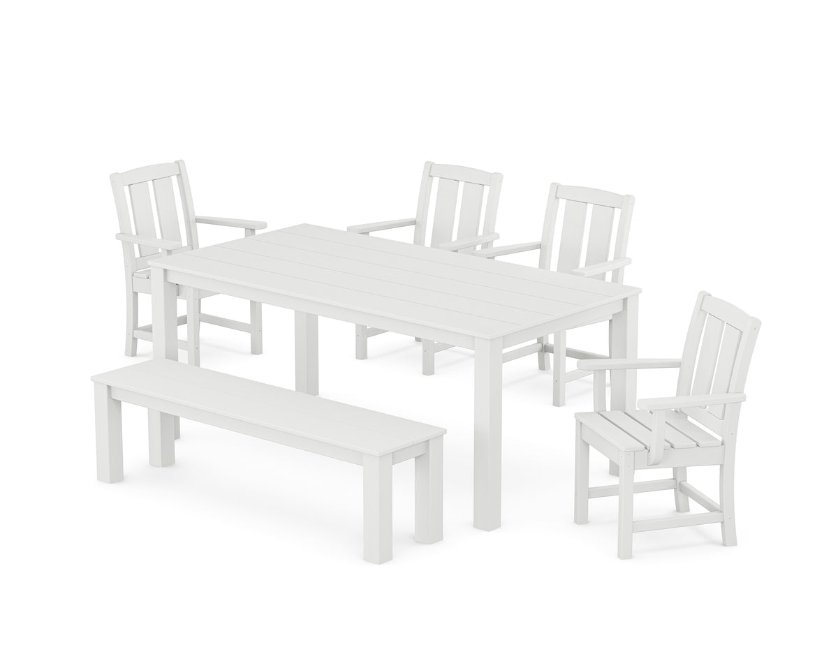 POLYWOOD Mission 6-Piece Parsons Dining Set with Bench in White