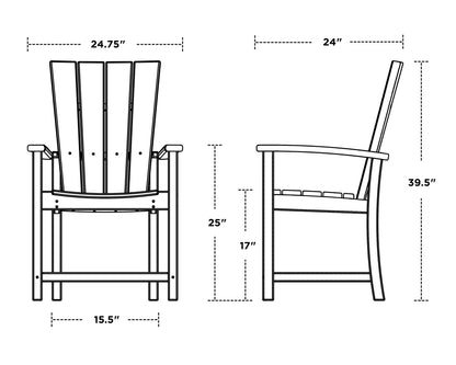 POLYWOOD Quattro Adirondack Dining Chair dimensions