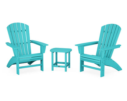 POLYWOOD Nautical 3-Piece Curveback Adirondack Set in Aruba
