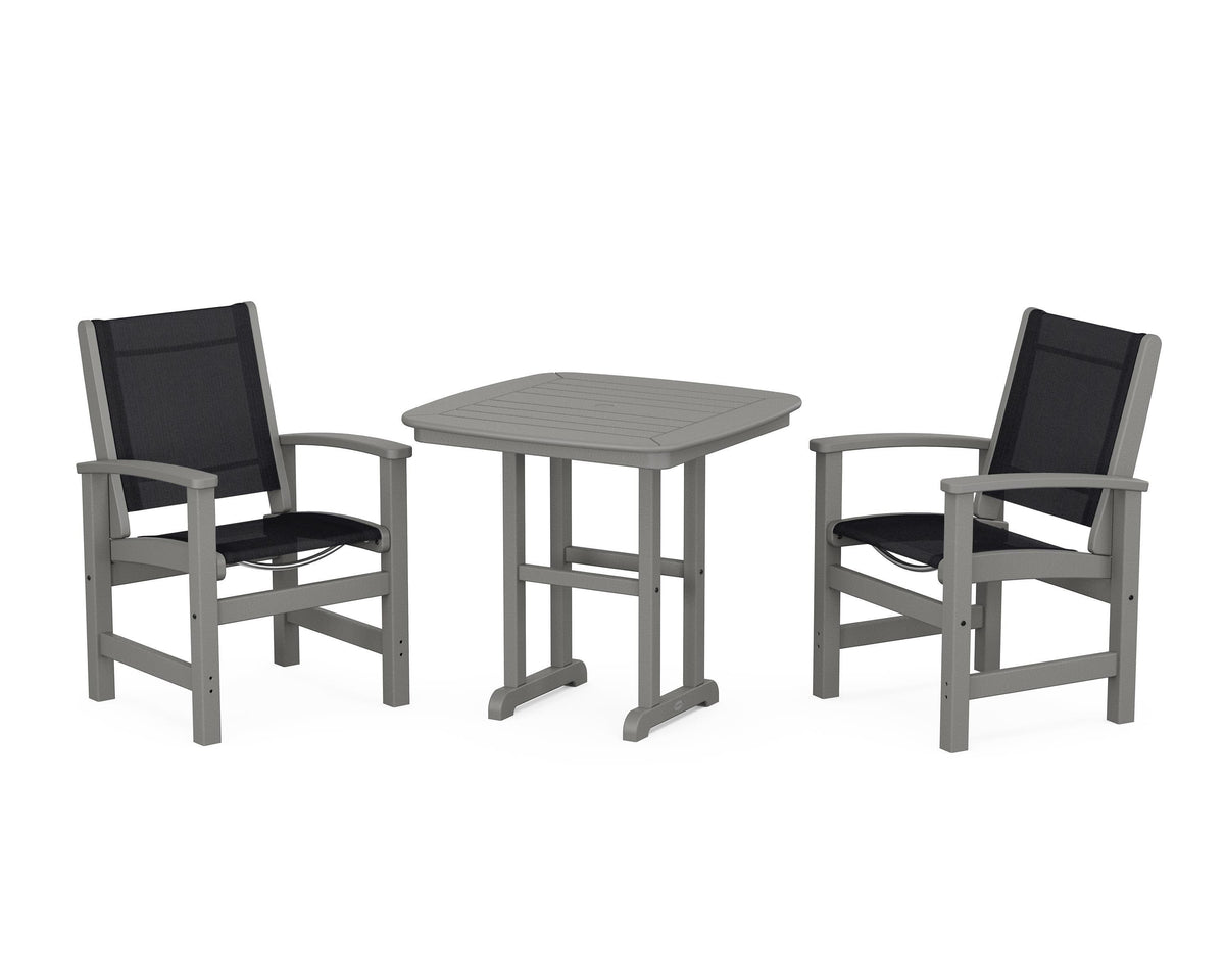 POLYWOOD Coastal 3-Piece Dining Set in Slate Grey / Black
