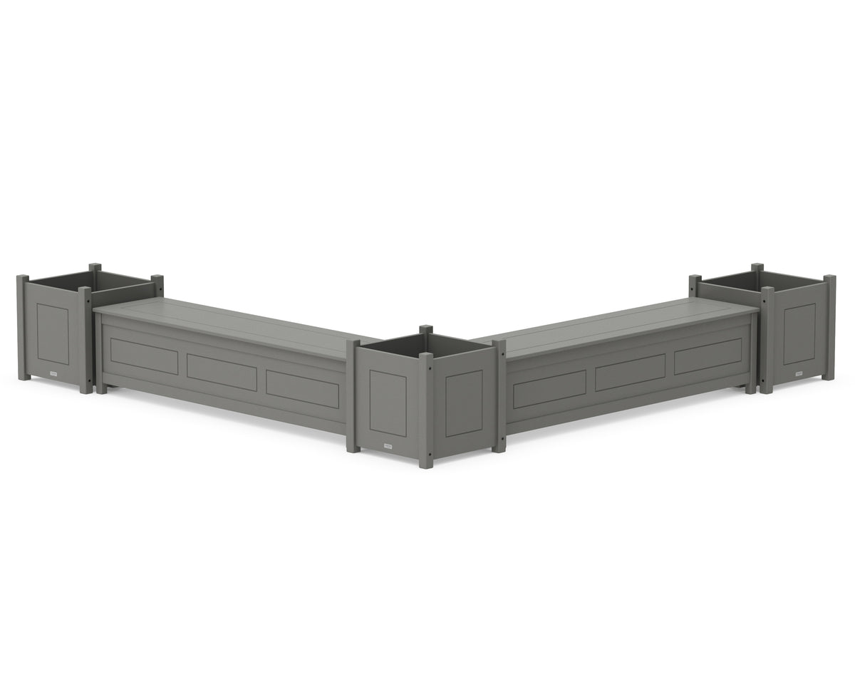 POLYWOOD 72" Country Living L-Shaped Planter Storage Bench Corner Set - Large in Slate Grey
