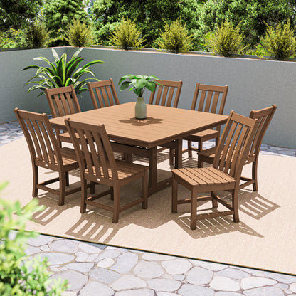 POLYWOOD Vineyard 9-Piece Dining Set in Teak styled outdoors