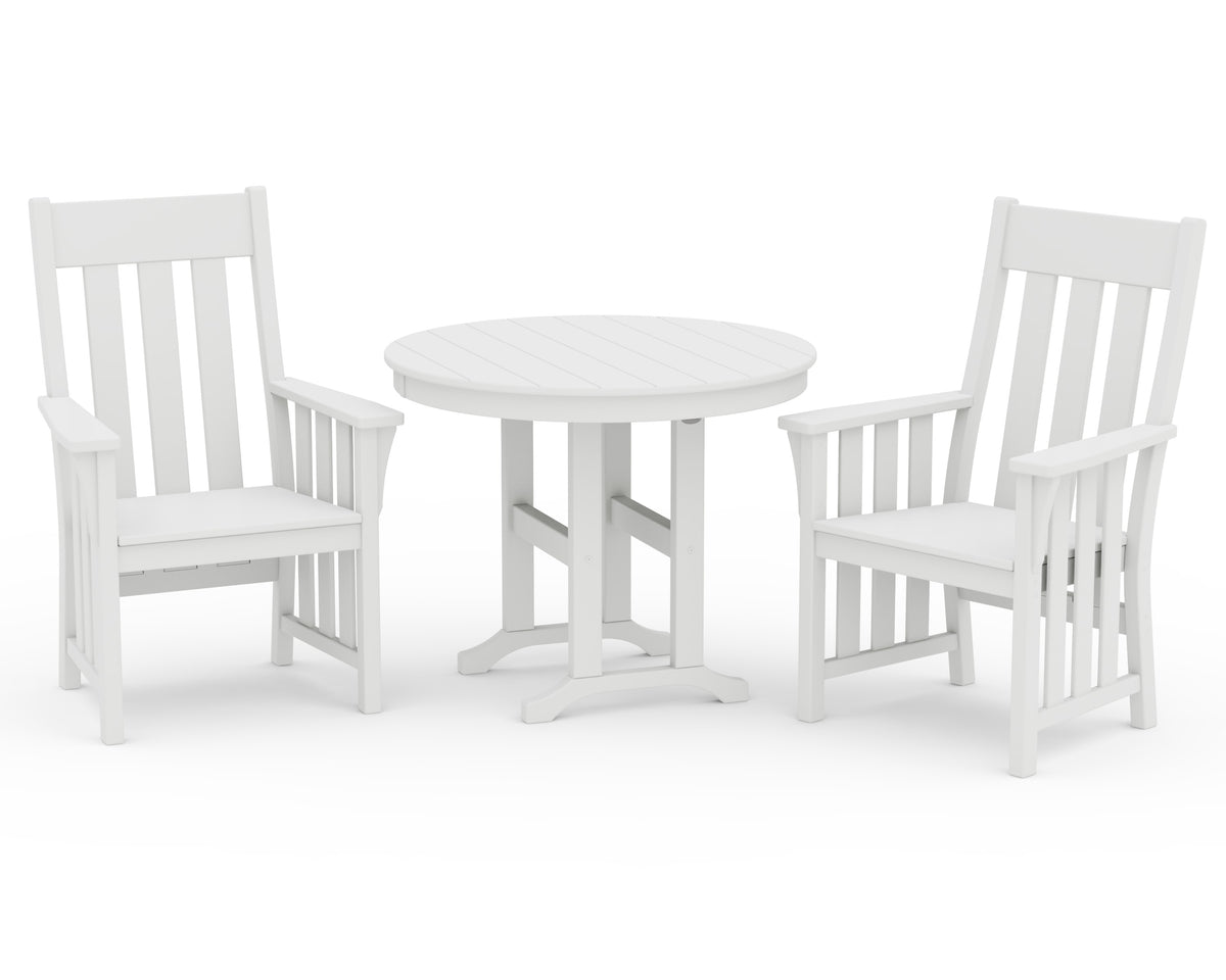POLYWOOD Acadia 3-Piece Farmhouse Dining Set in White