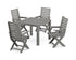 POLYWOOD Captain Folding Chair 5-Piece Parsons Dining Set in Slate Grey