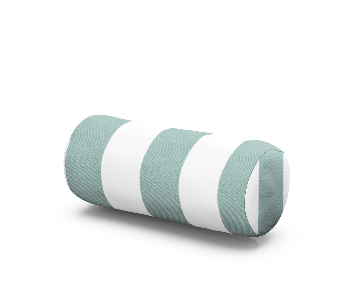POLYWOOD Outdoor Bolster Pillow in Cabana Stripe Glacier Spa