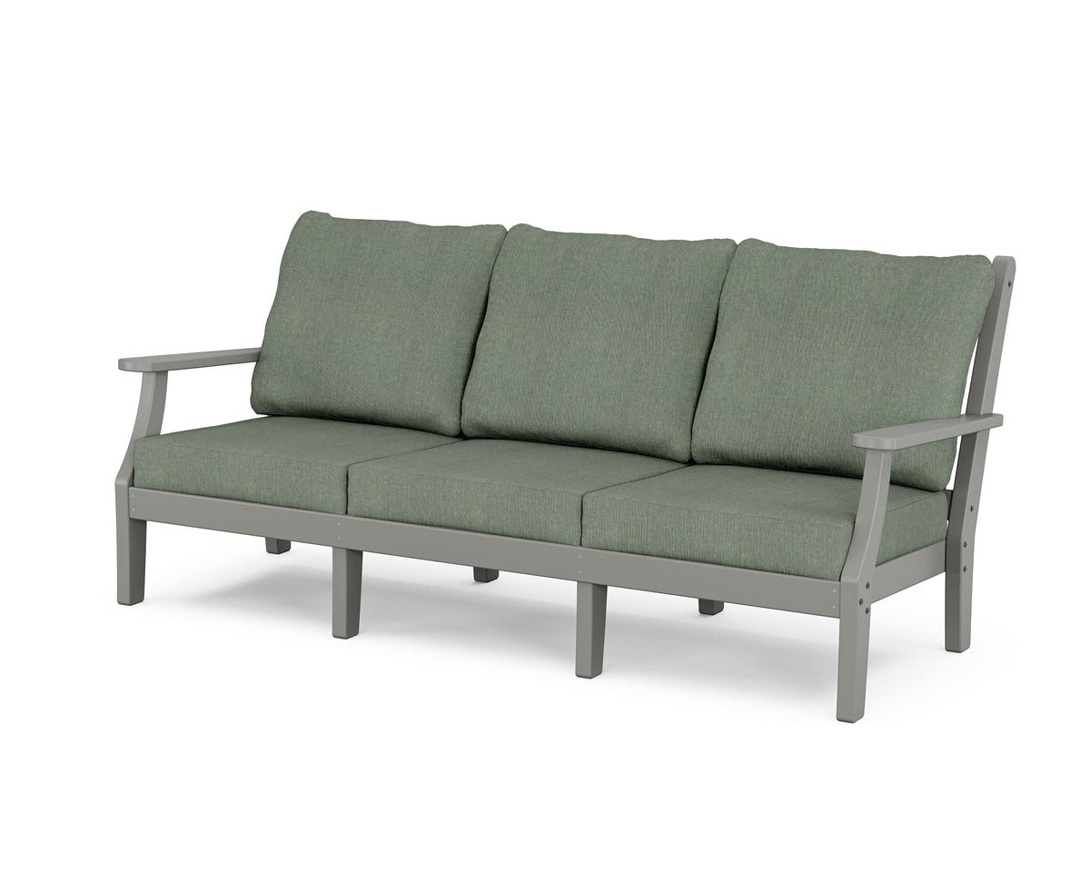POLYWOOD Wovendale Deep Seating Sofa in Slate Grey / Cast Sage