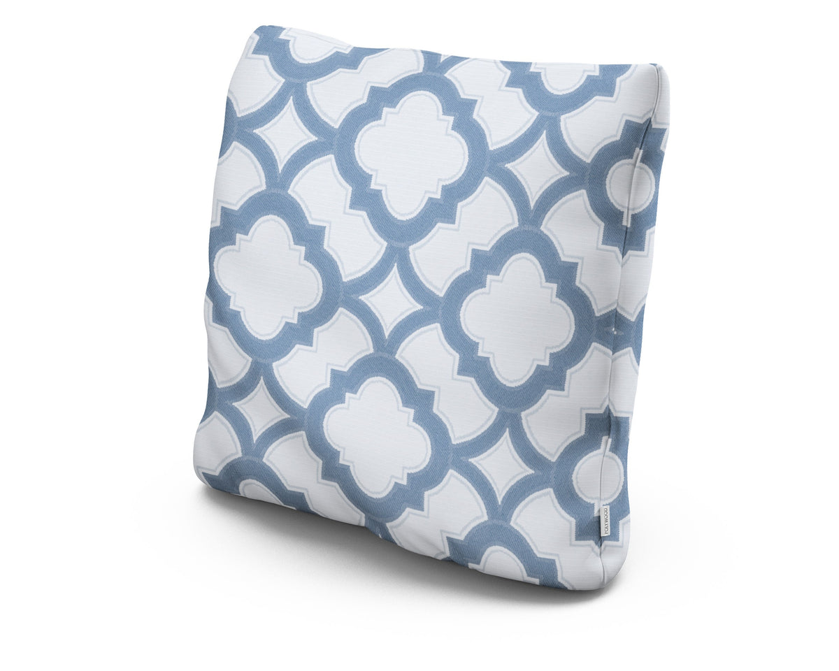 POLYWOOD 22" Outdoor Throw Pillow in Trellis Sky Blue