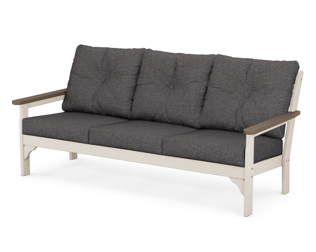 POLYWOOD Vineyard Deep Seating Sofa in Sand / Kona / Ash Charcoal