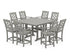 POLYWOOD Chinoiserie 9-Piece Square Farmhouse Counter Set with Trestle Legs in Slate Grey