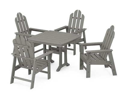 POLYWOOD Long Island 5-Piece Dining Set with Trestle Legs - 37" Table in Slate Grey