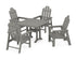 POLYWOOD Long Island 5-Piece Dining Set with Trestle Legs - 37" Table in Slate Grey