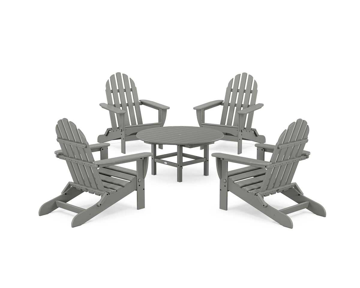 POLYWOOD Classic Folding Adirondack 5-Piece Conversation Group in Slate Grey