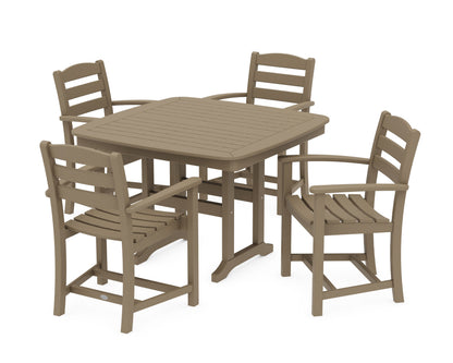 POLYWOOD La Casa Café 5-Piece Dining Set with Trestle Legs - 44" Table in Vintage Sahara