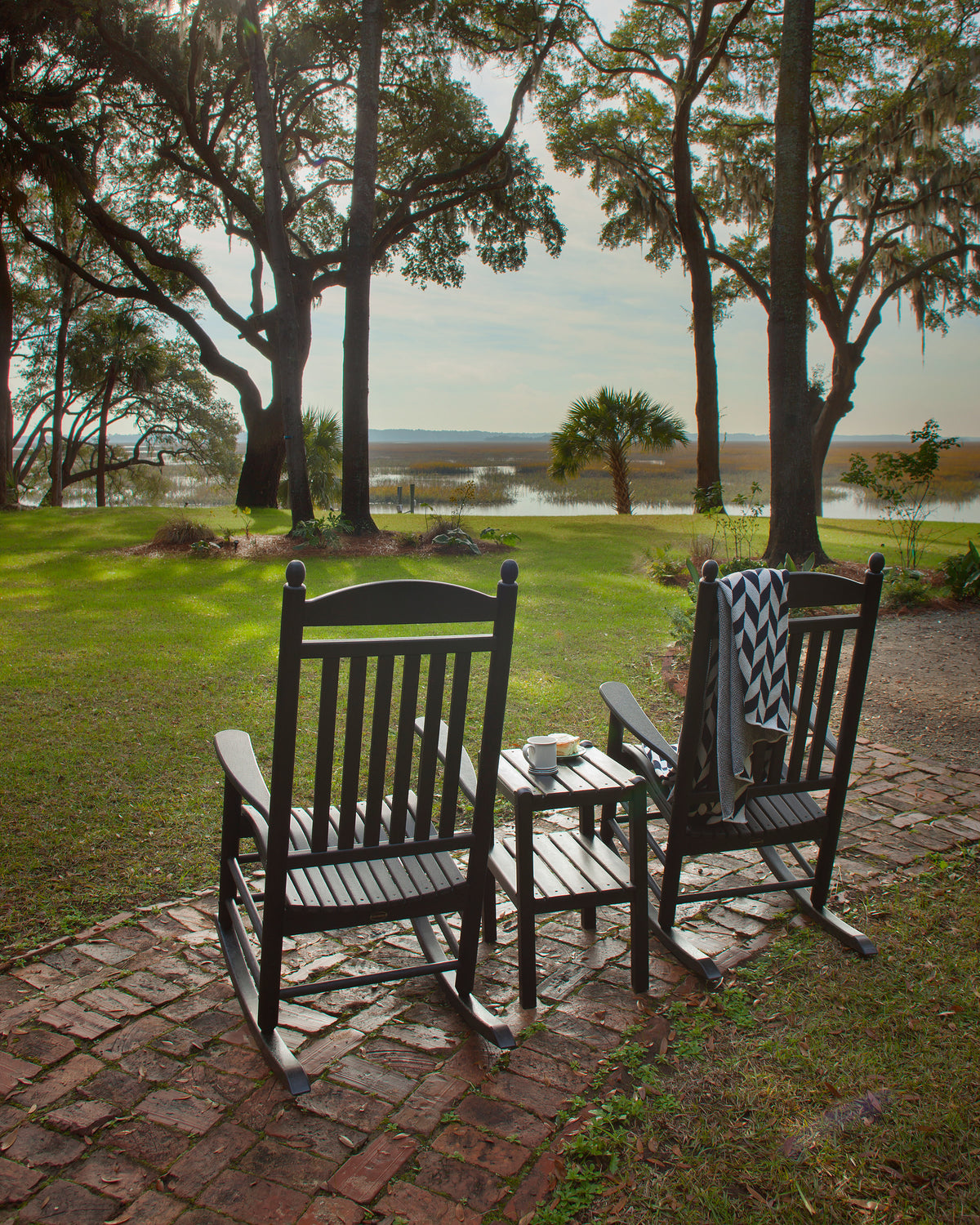 POLYWOOD Jefferson 3-Piece Rocker Set in an outdoor setting