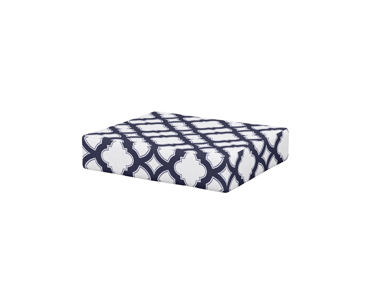 POLYWOOD Acadia Ottoman Cushion in Trellis Navy