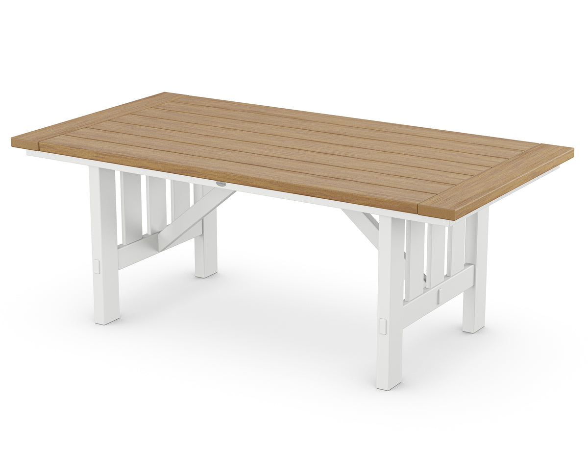 POLYWOOD Mission 39" x 75" Dining Table in White / Natural