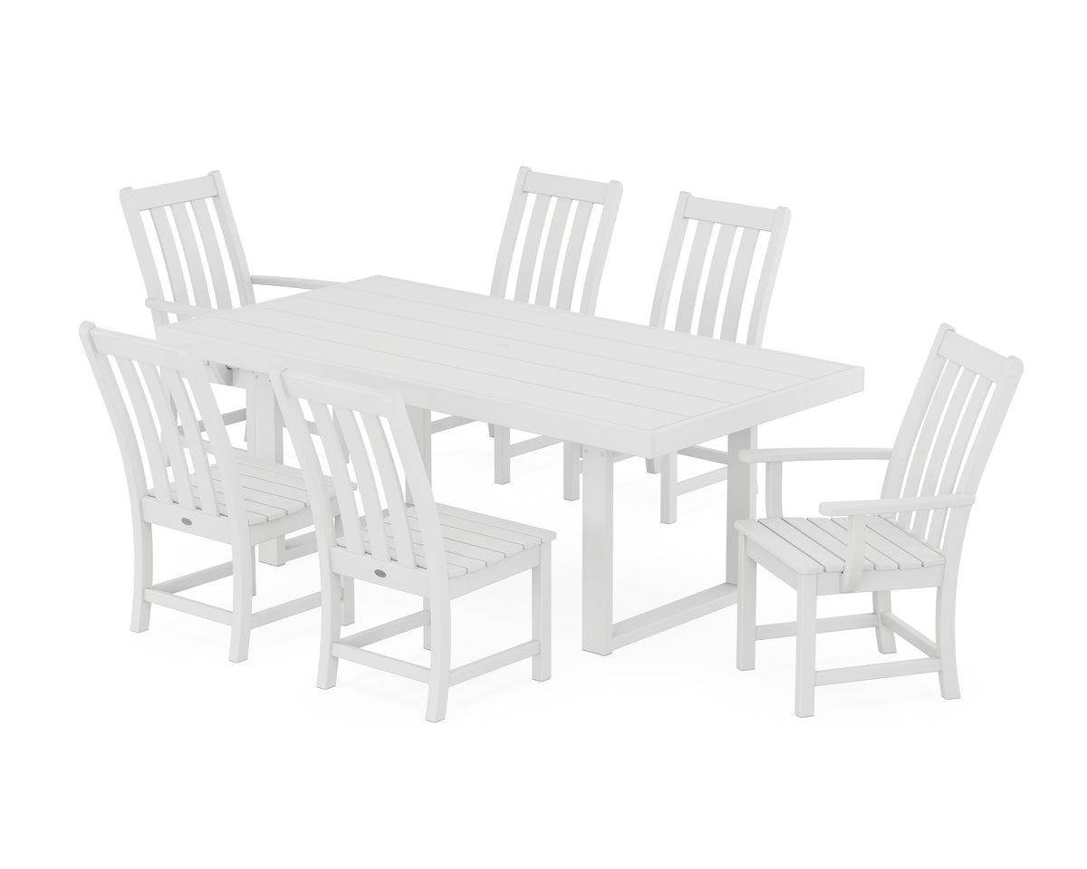 POLYWOOD Vineyard 7-Piece Dining Set - 39" x 78" Table in White