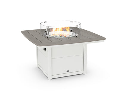 POLYWOOD Nautical 42" Fire Pit Table in White / Driftwood