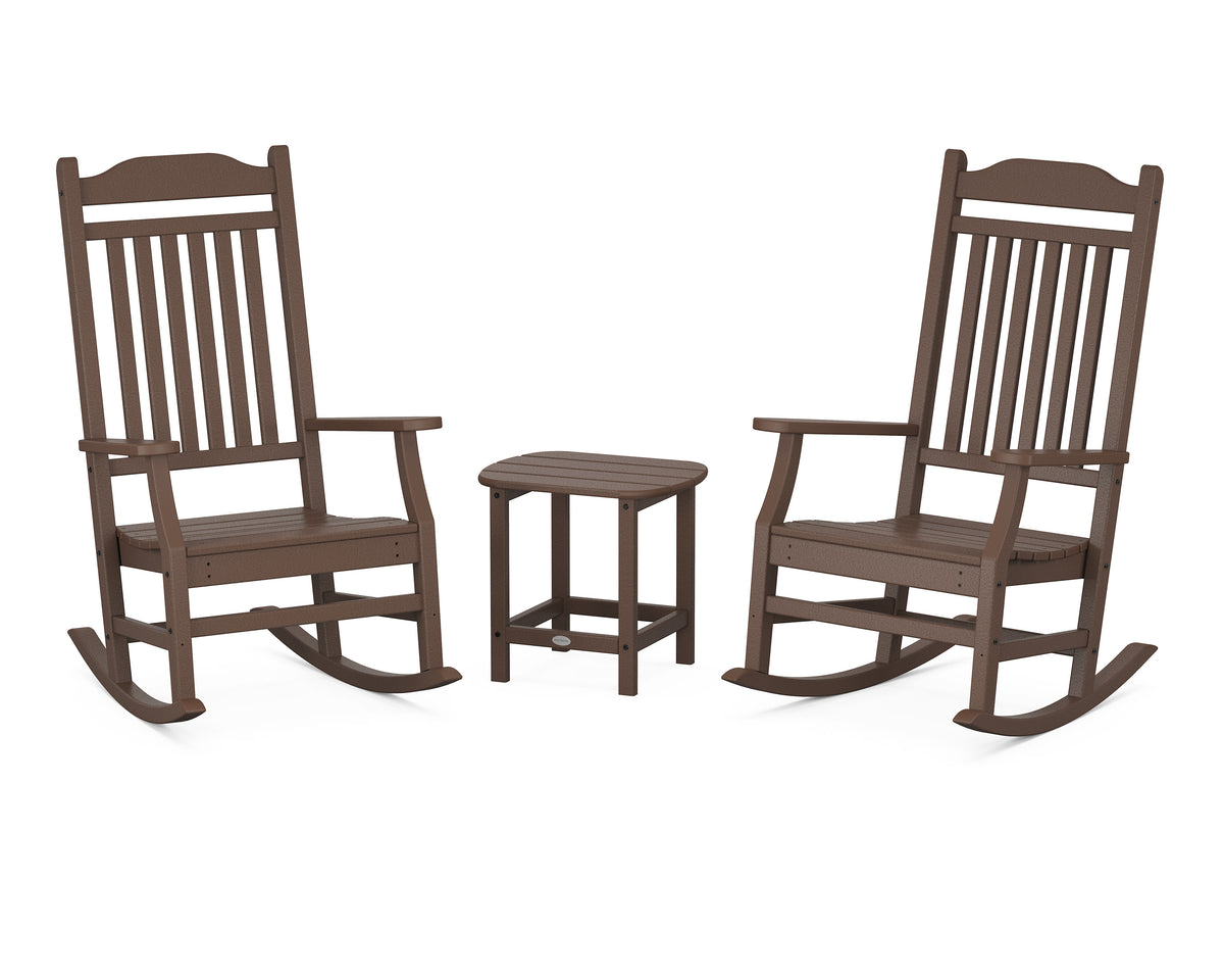 POLYWOOD Cottage Rocking Chair 3-Piece Set in Mahogany