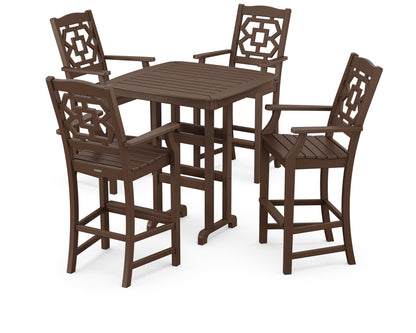 POLYWOOD Chinoiserie 5-Piece Bar Set in Mahogany