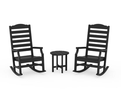 POLYWOOD Savannah 3-Piece Rocking Chair Set in Black