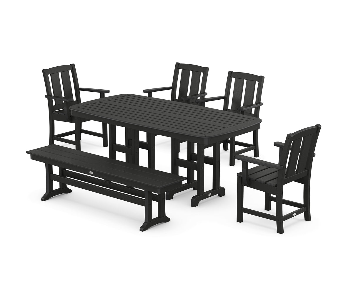 POLYWOOD Mission 6-Piece Dining Set with Bench in Black