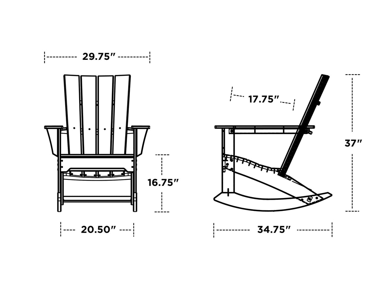 POLYWOOD Quattro Adirondack Rocking Chair dimensions