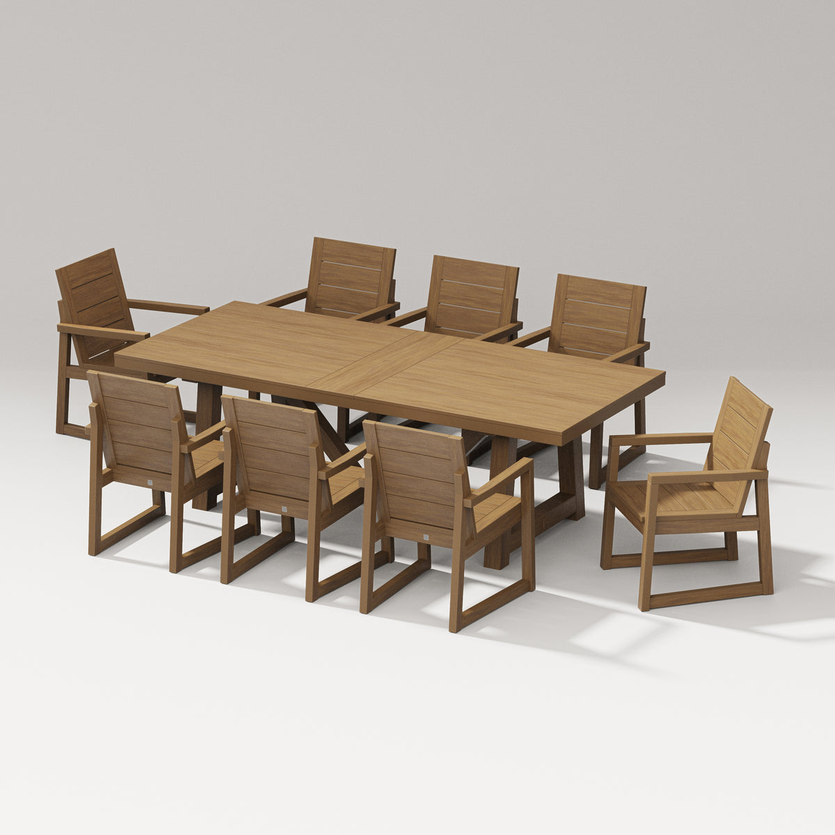 POLYWOOD PW Designer Series Elevate 9-Piece A-Frame Table Dining Set in Natural