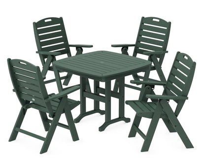 POLYWOOD Nautical Folding Highback Chair 5-Piece Dining Set in Green