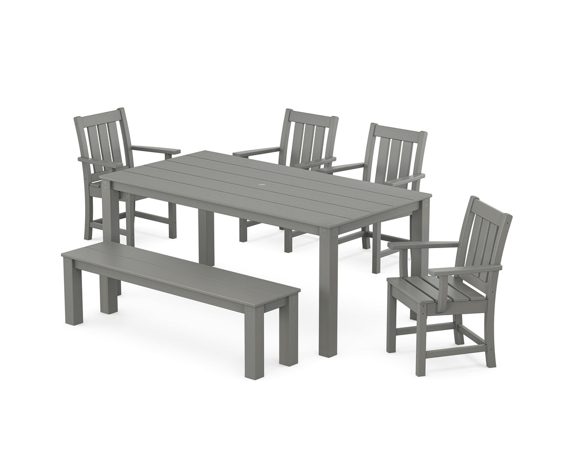 POLYWOOD Oxford 6-Piece Parsons Dining Set with Bench in Slate Grey