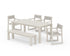 POLYWOOD EDGE Sling Arm Chair 6-Piece Parsons Dining Set with Bench in Sand / Birch
