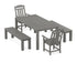 POLYWOOD Cottage 5-Piece Parsons Dining Set with Benches in Slate Grey