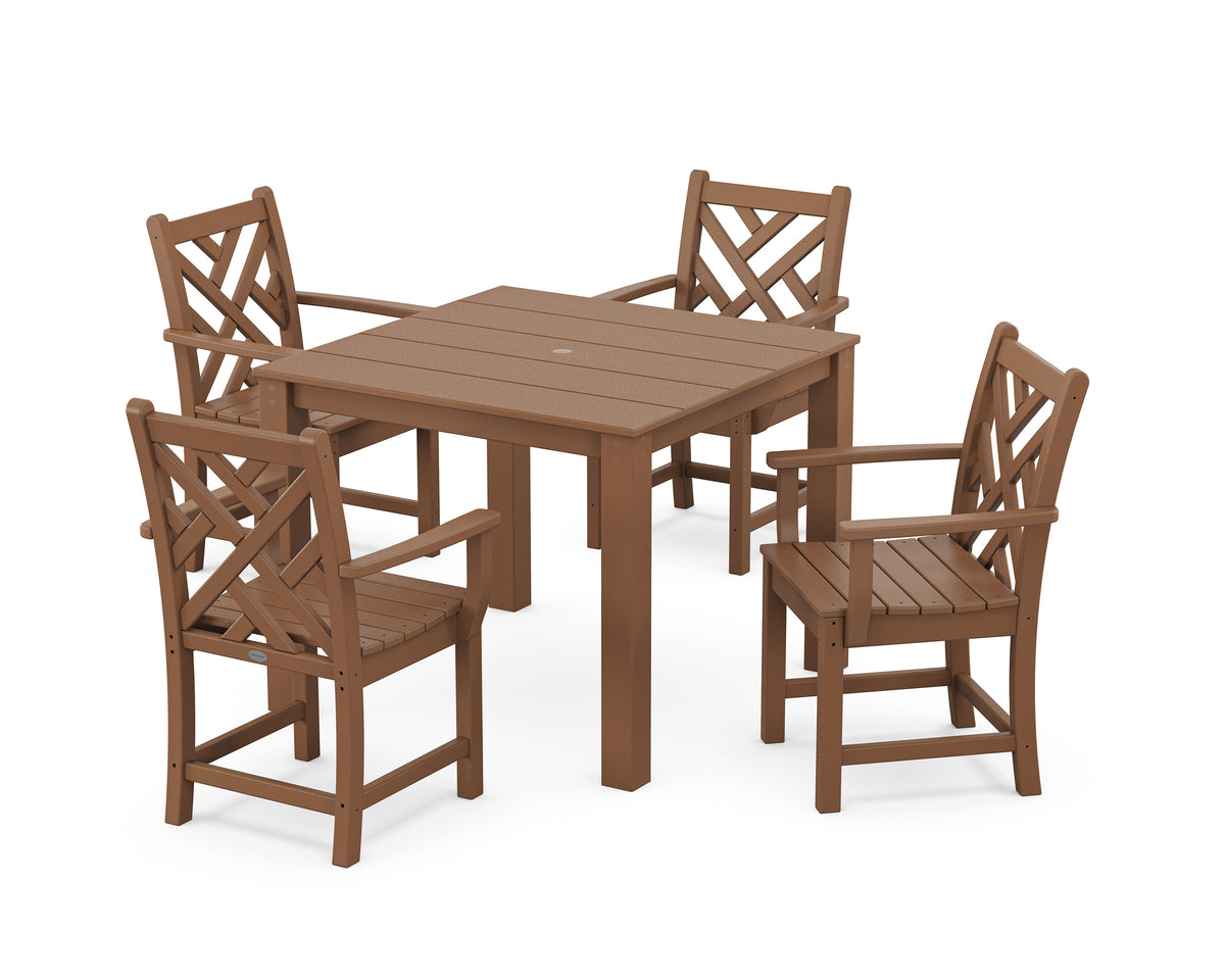 POLYWOOD Chippendale 5-Piece Parsons Dining Set in Teak