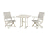 POLYWOOD Coastal Folding Chair 3-Piece Dining Set in Sand / Birch