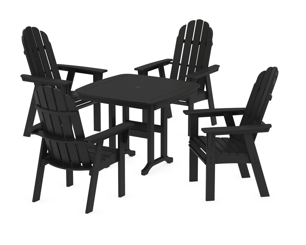POLYWOOD Vineyard Curveback Adirondack 5-Piece Dining Set - 37" Table in Black