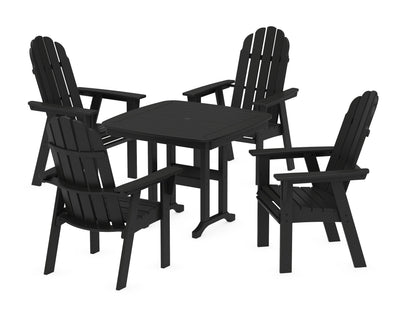 POLYWOOD Vineyard Curveback Adirondack 5-Piece Dining Set - 37" Table in Black