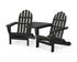 POLYWOOD Classic 3-Piece Folding Adirondack Set With Connecting Table in Black