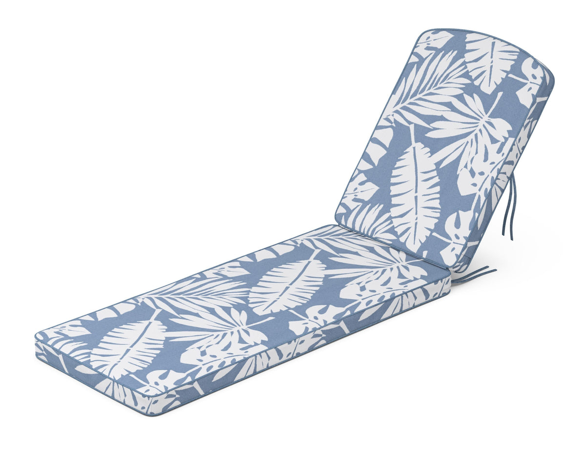 POLYWOOD Chinoiserie Chaise Cushion in Leaf Sky Blue