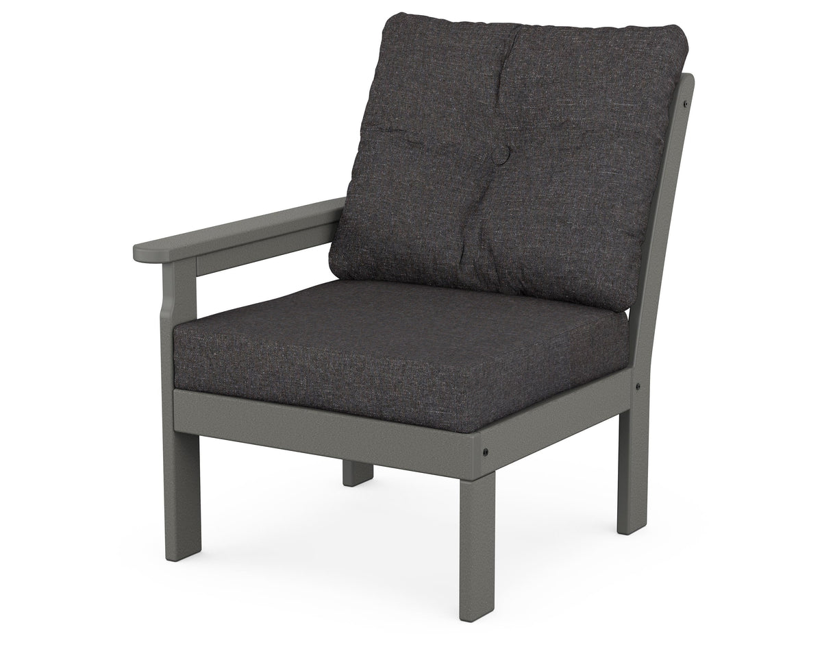 POLYWOOD Vineyard Modular Left Arm Chair in Slate Grey / Ash Charcoal