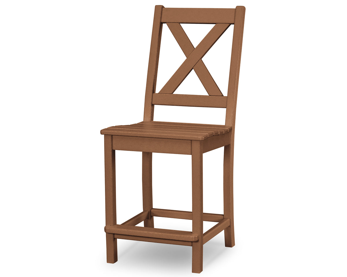 POLYWOOD Braxton Counter Side Chair in Teak