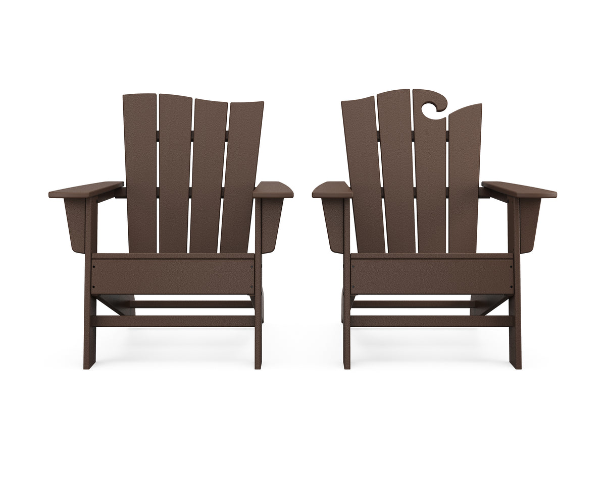 POLYWOOD Wave 2-Piece Adirondack Set with The Wave Chair Left in Mahogany