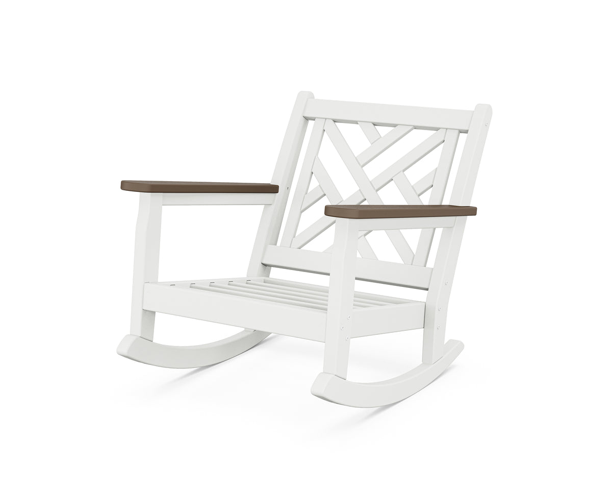 POLYWOOD Chippendale Deep Seating Rocking Chair Frame in White / Kona