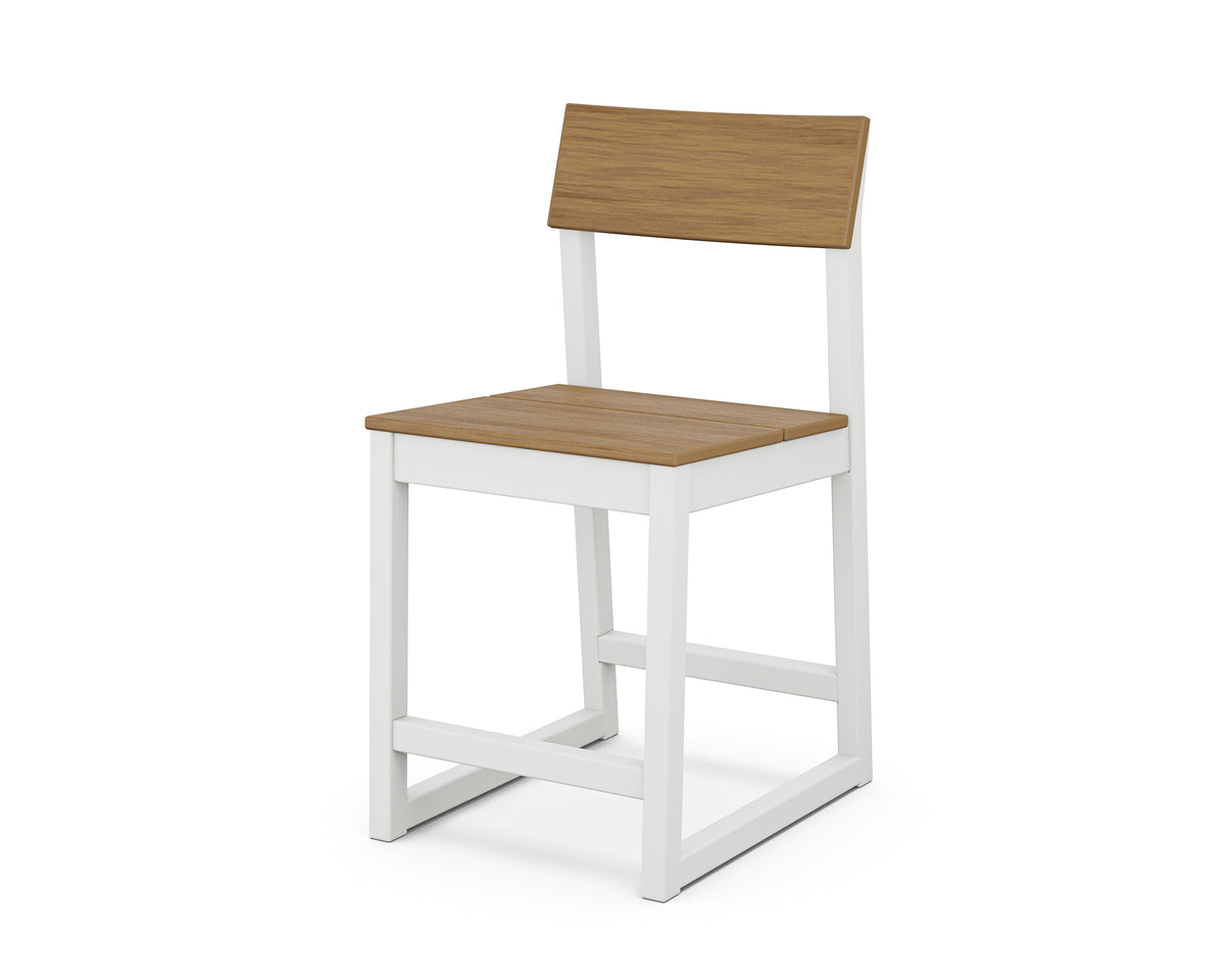 POLYWOOD EDGE Counter Side Chair in White / Natural