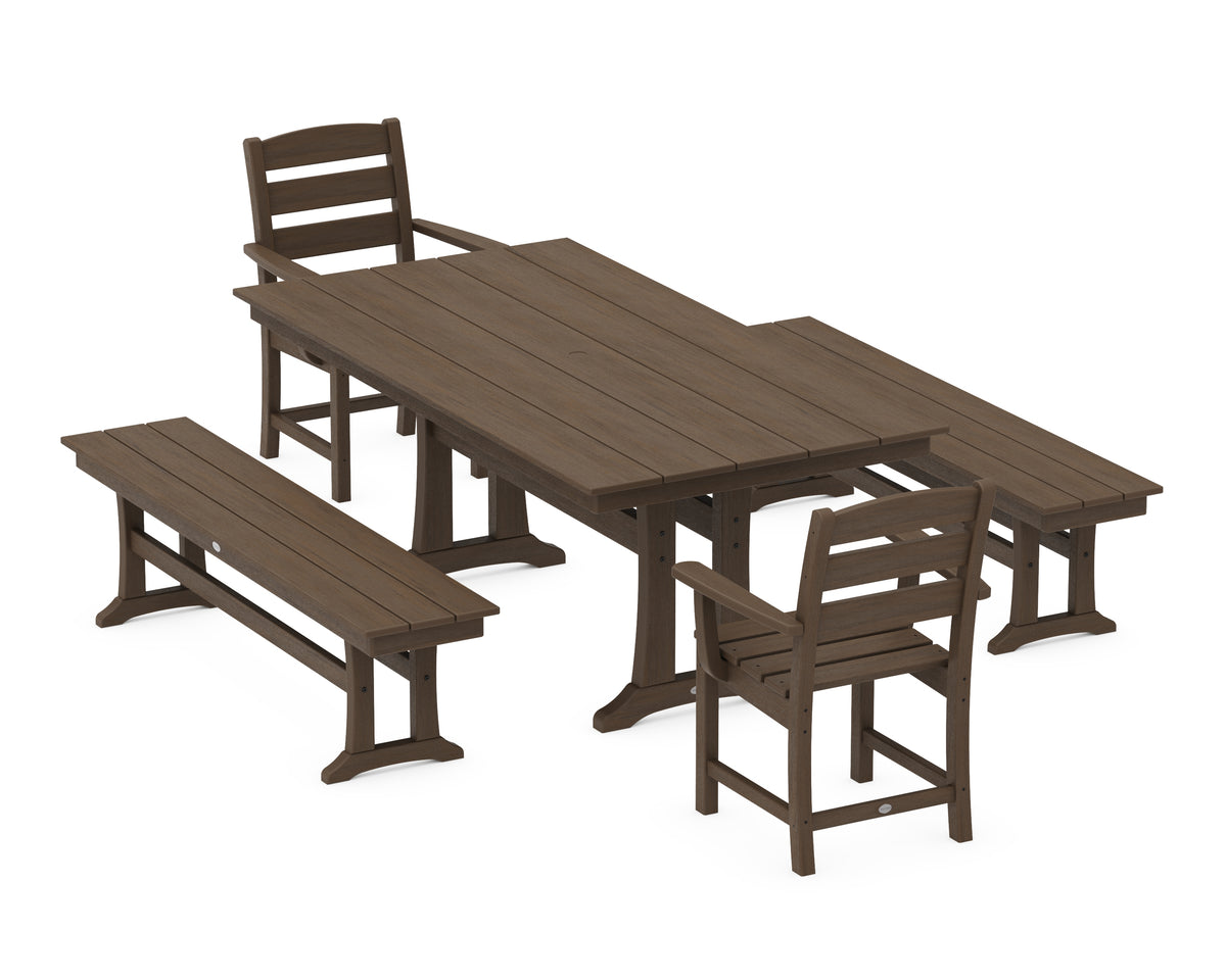 POLYWOOD Lakeside 5-Piece Farmhouse Dining Set with Trestle Legs in Kona