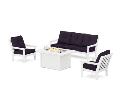 POLYWOOD Vineyard Deep Seating Fire Pit Table Set