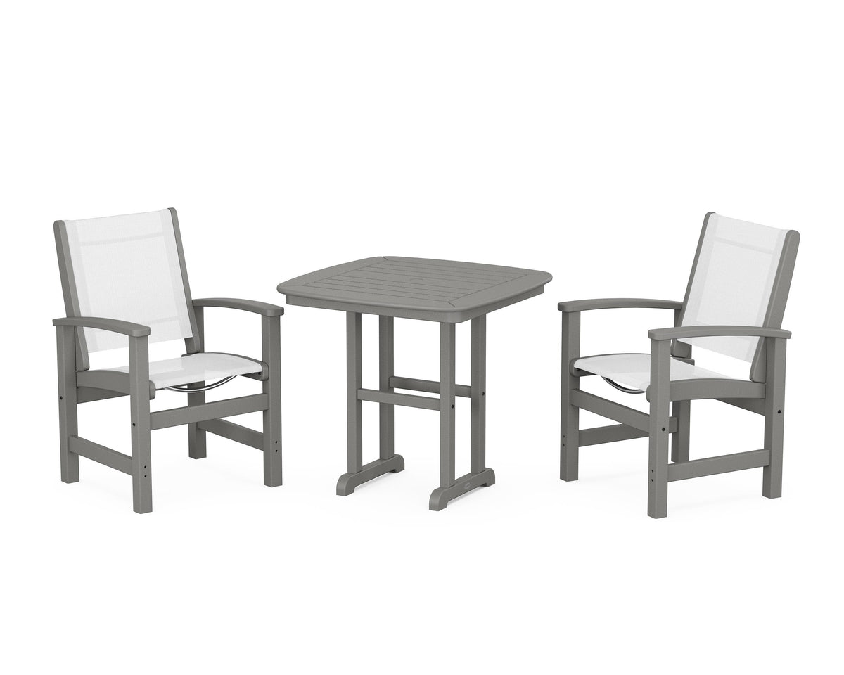 POLYWOOD Coastal 3-Piece Dining Set in Slate Grey / White